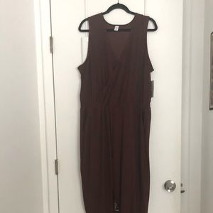 Maroon colored romper with pockets